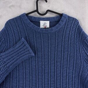 Brooks Brothers Black Fleece‎ Sweater Mens Size BB3 Blue Cable Knit Crewneck